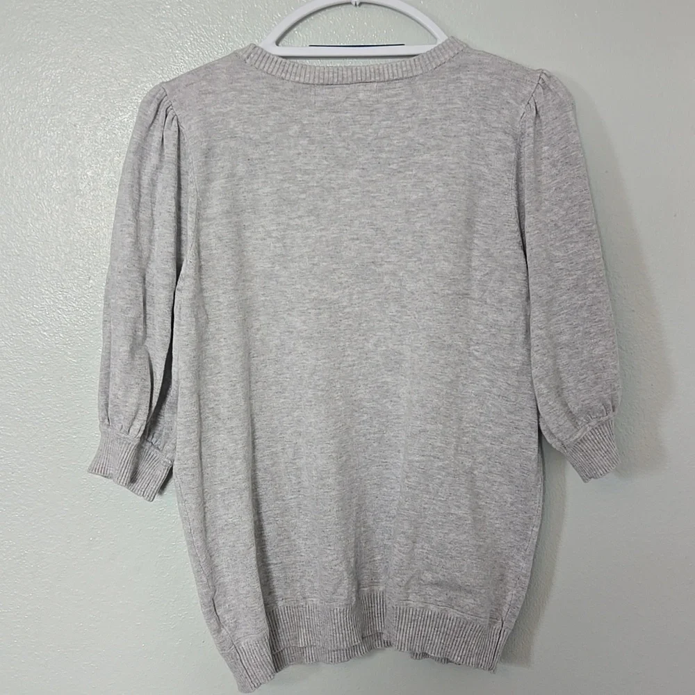 Marled | Gray Puff Sleeve Sweater Top Size Large - Picture 3 of 9